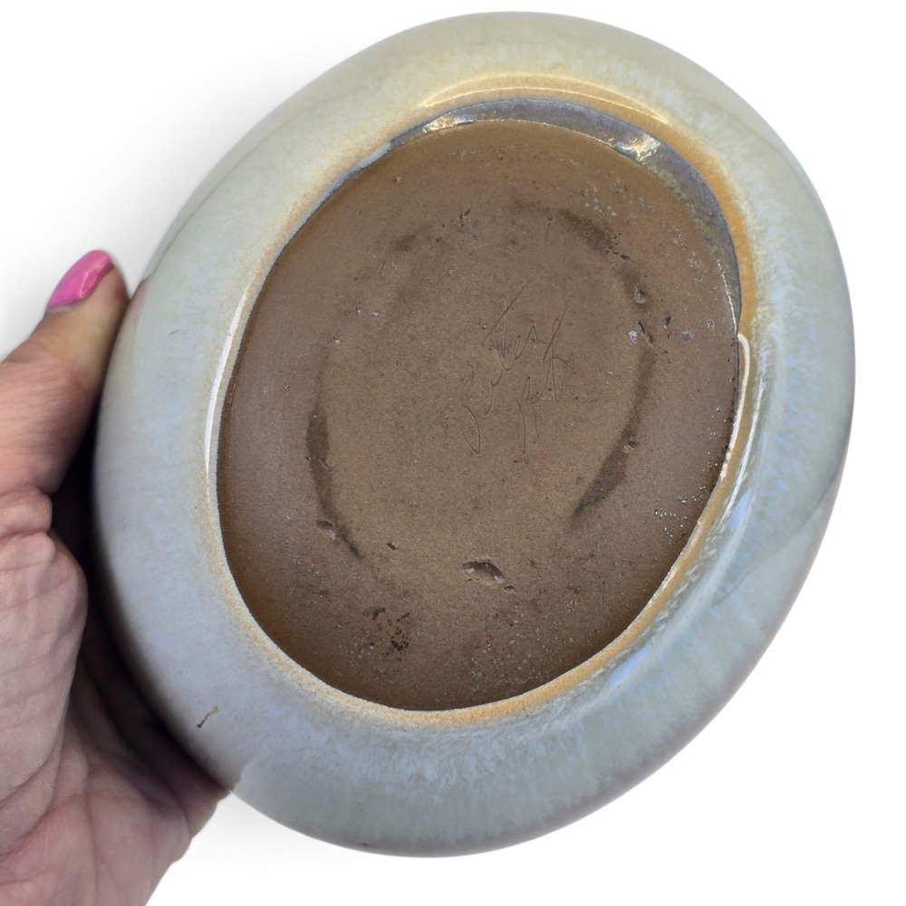 Vintage Peter Pots Pottery Bowl Seagull Blue Brown Stoneware Rhode Island 6" - Picture 10 of 11